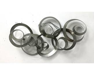 Lot 474 Modern Abstract Brushed Stainless Steel Ribbon Wall Sculpture. Continuity Design. Unsigned.