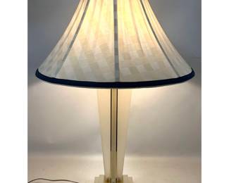 Lot 600 Frederick Cooper Art Deco style frosted lucite and polished brass table lamp with checkerboard shade