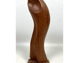 Lot 25 Ecuadorian Modernist Carved Hardwood Abstract Madonna and Child Sculpture