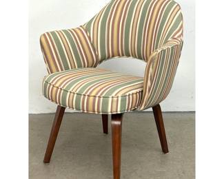 Lot 256 Eero Saarinen for Knoll Model 71 Executive Arm Chair Wooden Legs Stripe Fabric 