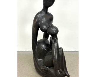 Lot 13 Large Modernist Mother and Child Bronze Sculpture. Marking near base. 