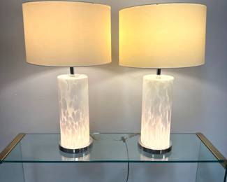Lot 571 Pair 70s Vintage Murano Glass Mid Century Large Art Glass Table Lamps. Three pole switch with light 