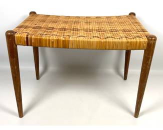 Lot 549 Danish Modern Teak Woven Top Stool. 