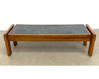 Lot 314 Adrian Pearsall Style Coffee Table. walnut coffee table with Faux slate laminate top and geometric 