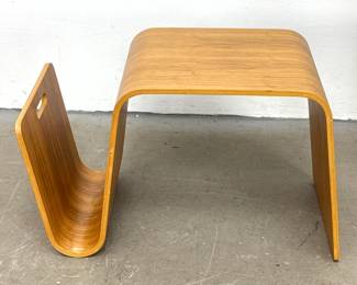 Lot 484 MidCentury Modern style bent plywood magazine table in walnut veneer