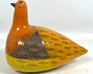 Lot 47 Bitossi Aldo Londi Bird Sculpture. Yellow and Orange Glazed Ceramic Figure. Marked Italy. 