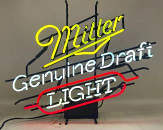 Lot 526 Mt. Vernon Neon Miller Genuine Draft Light Beer Sign with Union Made Label