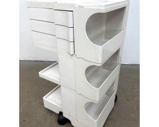 Lot 616 Joe Colombo Boby 3 Portable Storage Trolley Cart by Bieffeplast. White ABS Plastic. Signed and Marke