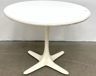 Lot 482 Burke White Tulip Round Side Table. Laminate top, 