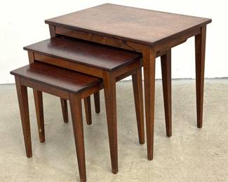Lot 237 Danish Modern 3pc Nesting Table Set. Made in Denmark. 