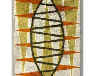 Lot 272 4 6 X 6 7 Scandinavian MidCentury Modern Rya Shag Rug Carpet featuring Abstract Geometric Design i