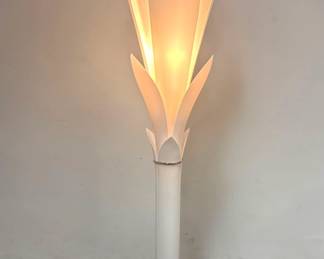Lot 409 Vintage Roger Rougier Tulip Acrylic Floor Lamp. Lotus Form Floor Lamp with Black Base.