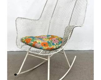 Lot 427 Russell Woodard Iron Mesh Rocker. Rocking Chair painted white. Outdoor. Patio. Garden.