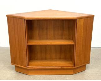 Lot 462 MidCentury Modern Danish Teak Revolving Corner Bar Cabinet and Bookcase