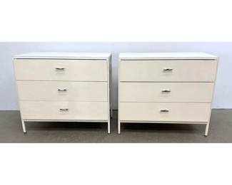 Lot 573 Pr GEORGE NELSON for HERMAN MILLER Steel frame Dressers Chests. REPAINTED White sides. Three White 
