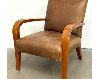 Lot 397 Sam Moore Furniture Mid Century Modern Style Bentwood Armchair in Distressed Brown Leather