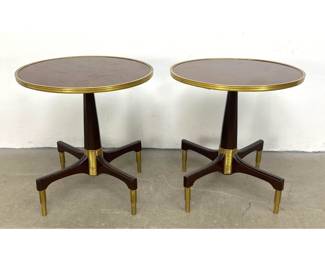 Lot 523 Pair Decorator French Style Side Table Drink Stands. Brass Mountings.