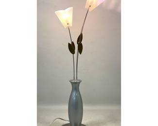 Lot 96 Plastic David D Imperio Virosa Table Light with 2 Adjustable Petal Form Shades and Stainless Steel 