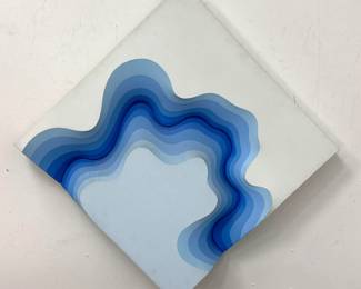 Lot 82 Shozo Nagano 3D Shaped Canvas Painting Aurora 1972. Titled and Signed on Verso with Gallery Label.