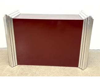 Lot 487 Art Deco Style Lacquered and Chrome Console Table. 