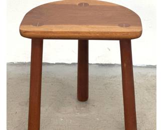 Lot 89 3 Legged Cherry Wood Studio Stool with Wedged Through Tenon Joinery. Hand Incised Mark CWW 1989.