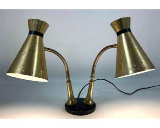 Lot 103 50s Vintage Mid Century Dual Head Gooseneck Desk Lamp