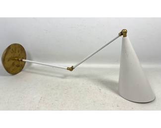 Lot 328 Arteriors Modern Articulating White and Brass Hardwired Wall Sconce SKU ARN 2912WHT