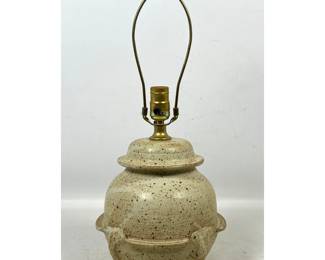 Lot 416 Mid Century Modern style wheel thrown stoneware studio pottery table lamp with ruffled collar and sp