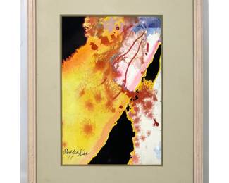 Lot 165 Abstract Watercolor Painting on Paper. Questionable Paul Jenkins Signature. 