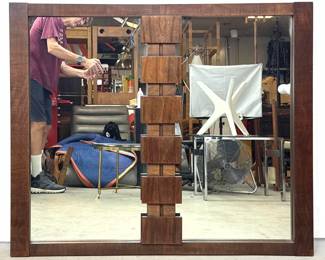 Lot 399 Lane Vintage Brutalist Mid Century walnut Staccato Double Wall Mirror