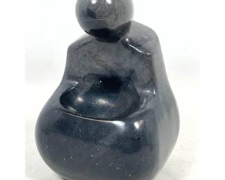 Lot 74 Modernist Abstract Polished Black Stone Seated Figure Sculpture with Integrated Lap Basin. Unsigned.