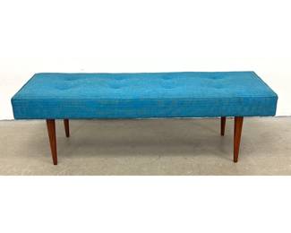 Lot 310 Milo Baughman for Thayer Coggin Mid Century Modern Tufted Bench in Blue Upholstery. Tapered legs. 