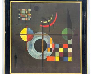 Lot 550 Wassily Kandinsky print on canvas Gegengewichte in black and gold ribbed frame with nameplate