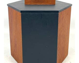 Lot 27 Vintage Mid Century Paul Evans Harpswell House Slate and Walnut Ice Bucket, Label