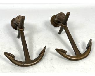 Lot 84 Pair Solid Brass Anchor Form Paperweights. 6.5 Long. Nautical Motif. 