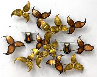 Lot 227 Higgins MidCentury Modern Brutalist TorchCut Metal Wall Sculpture with 2 Owls