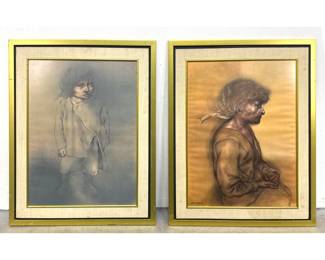 Lot 346 Pair of Rafael Coronel prints. Nina de Nezahualcoyotl and Profile Portrait. Signed and Dated 1977.