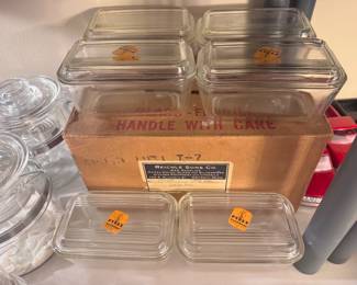 Vintage case of Pyrex containers and shipping box
