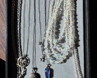 Nice collection of crystal and Sterling necklaces