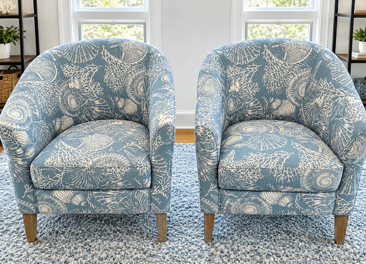 Pair of barrel back coastal side chairs
