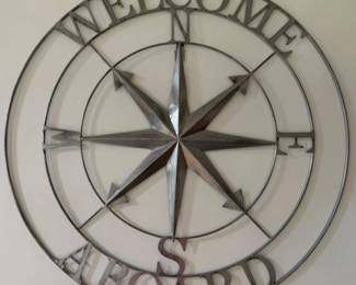 Compass rose metal wall art