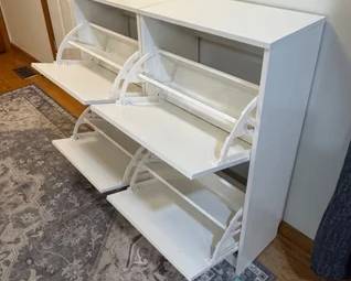 Composite wood shoe storage cabinets