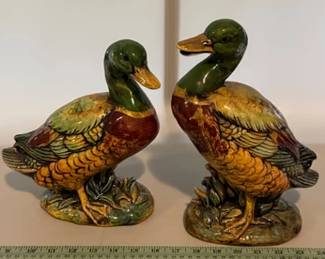 A pair of vintage Enesco mallard duck figurines