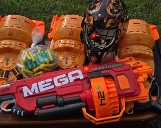 Group of large Nerf guns and ammo