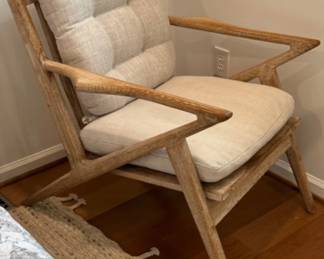 Mid Century Modern-style sculptural wooden laid back lounge armchair