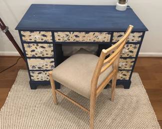 Vintage refurbished wooden desk and chair