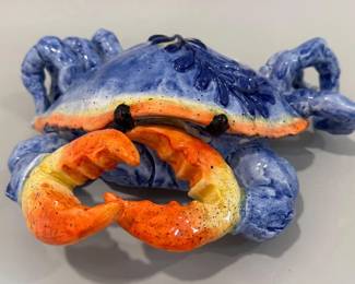 Glazed ceramic crab by Heather Goldmine, Blue Sky Clayworks in Hampton, Virginia