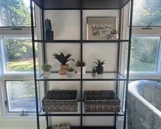 Modern storage. IKEA Vittsjo shelf unit with metal frame and glass shelves, one of five in this auction