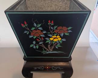 Chinese-style wood planter with stand