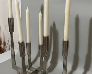 Metal candelabra with candles